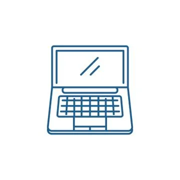 Portable computer line icon concept. Portable computer flat vector symbol, sign 스톡 일러스트