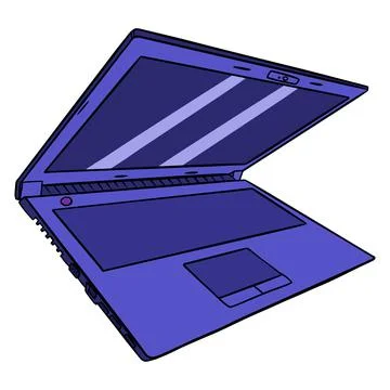 Portable computer. Notebook. Small computer. Cartoon style. Stock Illustration