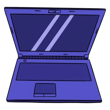 Portable computer. Notebook. Small computer. Cartoon style. Stock Illustration