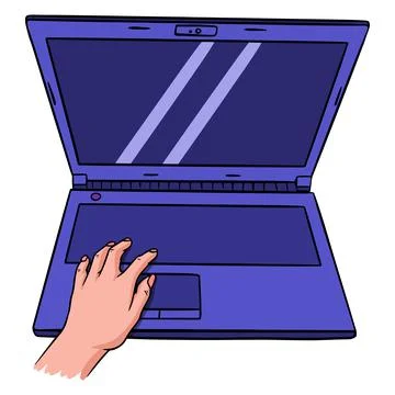 Portable computer. Notebook. Small computer. Cartoon style. Stock Illustration