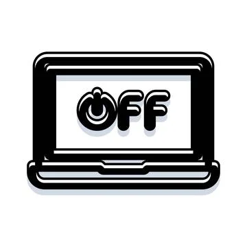 Portable computer showing off message on screen Stockillustratie