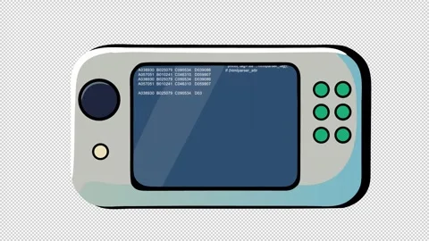 Portable console. Animation of coding on the device. Cartoon Stock Footage 320214925