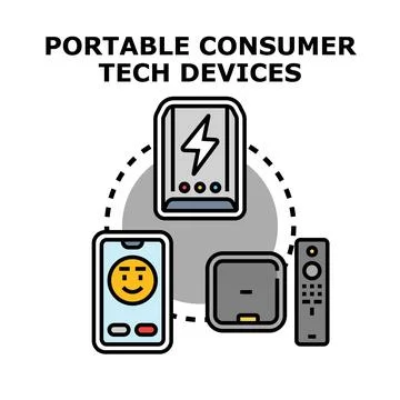 Portable consumer tech devices and connectivity concept Иллюстрация