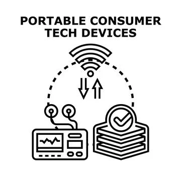 Portable consumer tech devices data exchange concept Stock Illustration