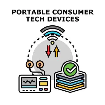 Portable consumer tech devices data exchange concept 스톡 일러스트