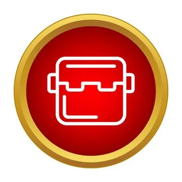 Portable cooler box simple outline icon design Stock Illustration