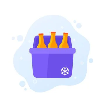 Portable cooler with soda bottles, vector icon Stock Illustration