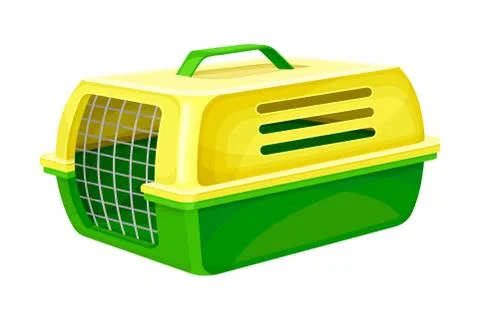 Portable Crate with Handle and Hinged Roof as Pet Carrier for Transporting Small Illustrazione stock