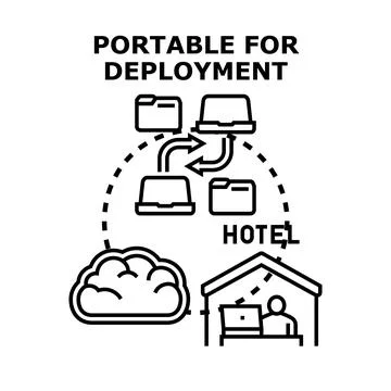 Portable deployment concept with remote worker accessing data Stock Illustration