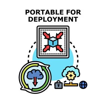 Portable for deployment software development cycle concept Stock Illustration