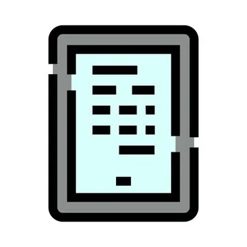 Portable device displaying digital content with text and icons Stock Illustration
