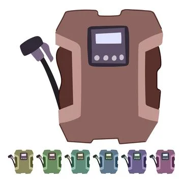 Portable digital air compressor inflating tire pump graphic Illustrazione stock