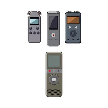 Portable digital voice recorders capturing audio recording Illustration