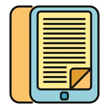 Portable e reader displaying electronic book content icon Stock Illustration