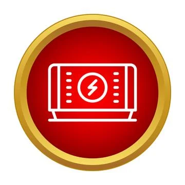 Portable electric generator delivering backup power supply icon Stock Illustration