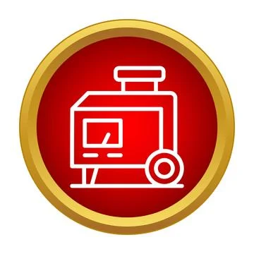 Portable electrical generator producing energy on a red background Stock Illustration