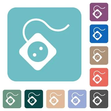 Portable electrical outlet with one socket and cord solid white flat icons on Stock Illustration