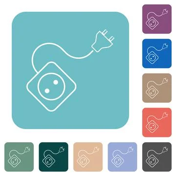 Portable electrical outlet with one socket and extension cord and plug outlin Illustrazione stock
