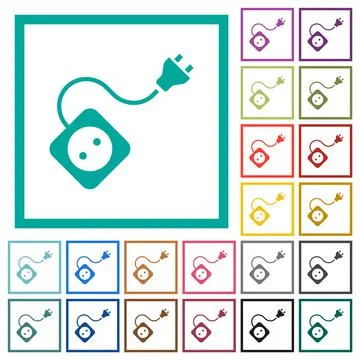 Portable electrical outlet with one socket and extension cord and plug solid Illustrazione stock