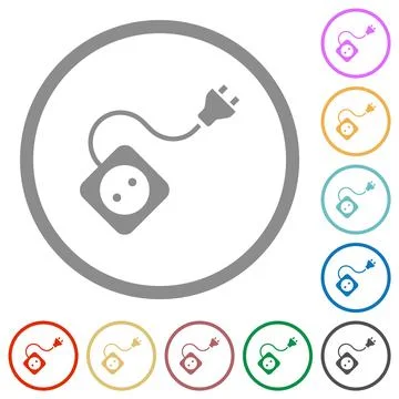 Portable electrical outlet with one socket and extension cord and plug solid Stock Illustration