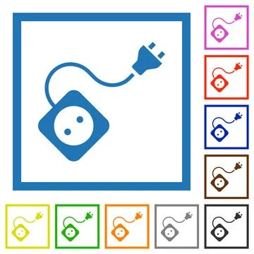 Portable electrical outlet with one socket and extension cord and plug solid Illustrazione stock