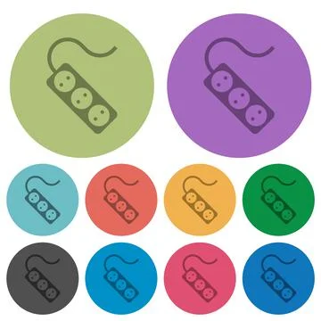 Portable electrical outlet with three sockets and cord solid darker flat icon Stock Illustration