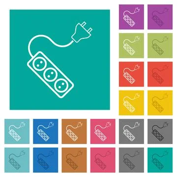Portable electrical outlet with three sockets and extension cord and plug sol Stock Illustration