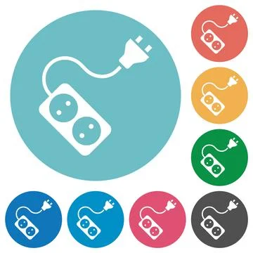 Portable electrical outlet with two sockets and extension cord and plug solid Stock Illustration