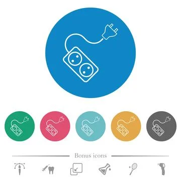 Portable electrical outlet with two sockets and extension cord and plug outli Stock Illustration