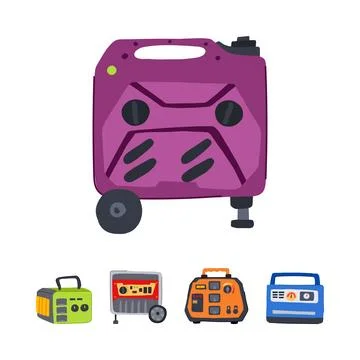 Portable electricity generator with different power sources Stock Illustration