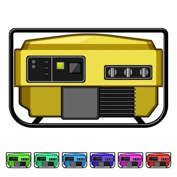 Portable electricity generator producing emergency power Stock Illustration