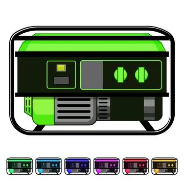 Portable electricity generator producing power for emergency backup Stock Illustration