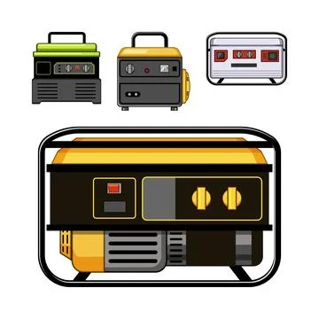 Portable electricity generators supplying emergency power solutions Stock Illustration