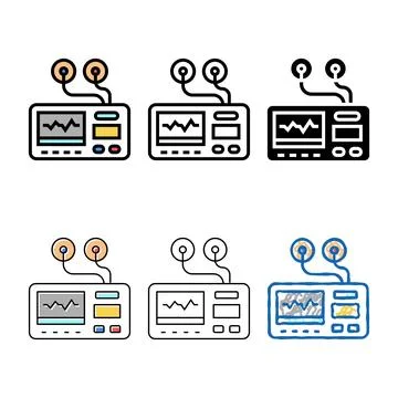 Portable electrocardiogram variations color icon vector Illustrazione stock