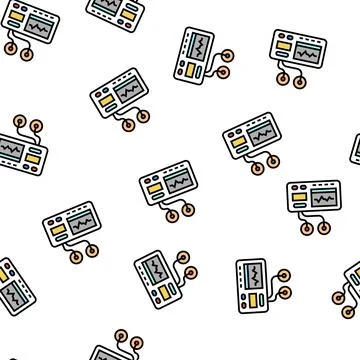 Portable electrocardiogram vector seamless pattern 스톡 일러스트