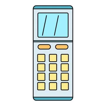 Portable electronic calculator with light blue display and yellow keys Stock Illustration