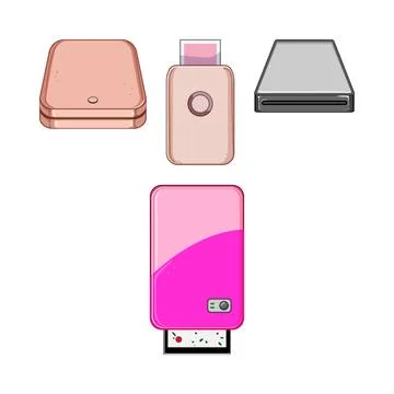 Portable electronic devices for personal data storage and printing Stock Illustration