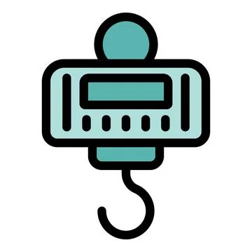 Portable electronic hanging scale displaying weight measurement Illustration