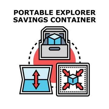 Portable explorer savings container concept icon vector Stock Illustration