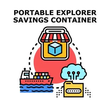 Portable explorer savings container vector concept Stock Illustration