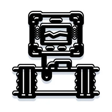 Portable explosive device icon with countdown display Ilustración de archivo