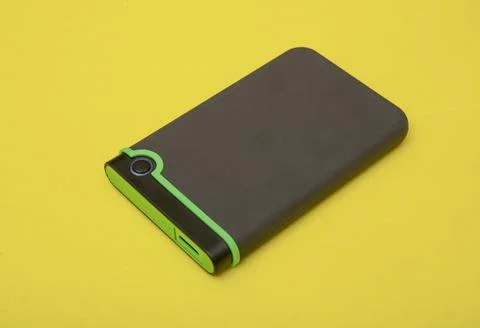 Portable external hard drive for data background and safety Stock Photos