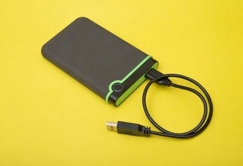 Portable external hard drive for data background and safety Stock Photos