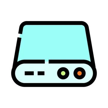 Portable external hard drive icon storing digital data Stock Illustration