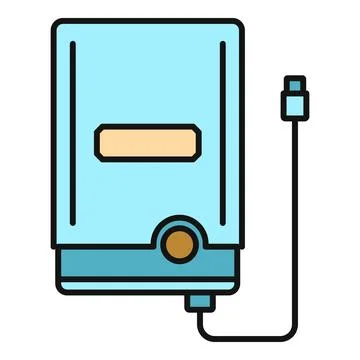 Portable external hard drive storing digital data icon Stock Illustration