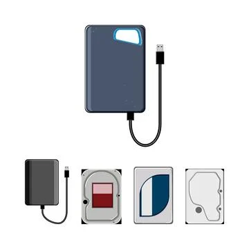 Portable external storage and internal computer disk drives Illustrazione stock