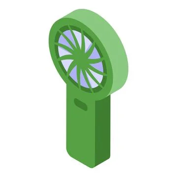 Portable fan generating refreshing breeze, isometric view Illustrazione stock