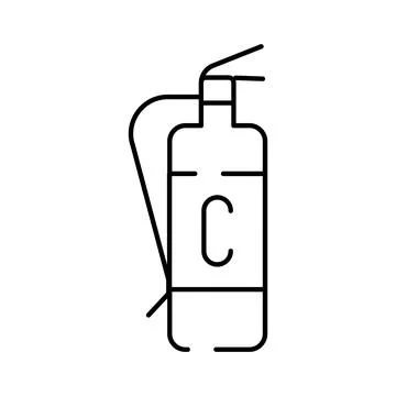 Portable fire extinguisher type c line illustration Stock Illustration