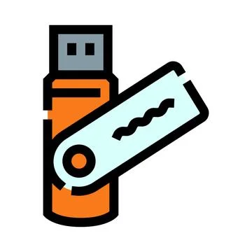 Portable flash drive for digital data storage and backup Stock Illustration