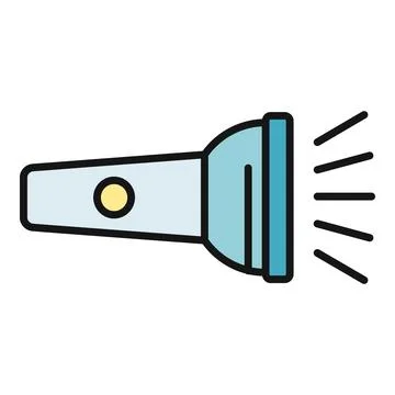 Portable flashlight illuminating light beam icon symbol Stock Illustration